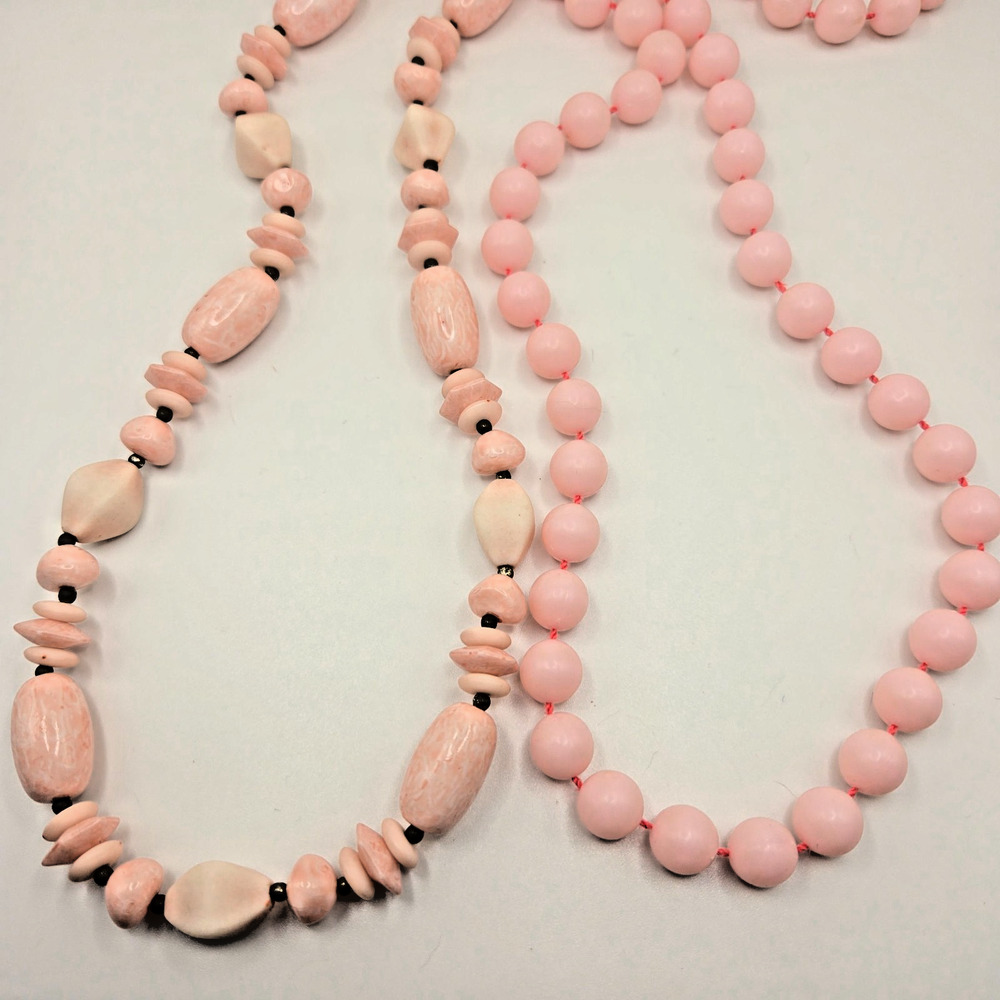 Vintage Two Pretty in Pink Beaded Necklaces